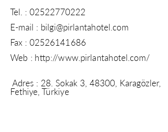 Prlanta Hotel & Spa iletiim bilgileri